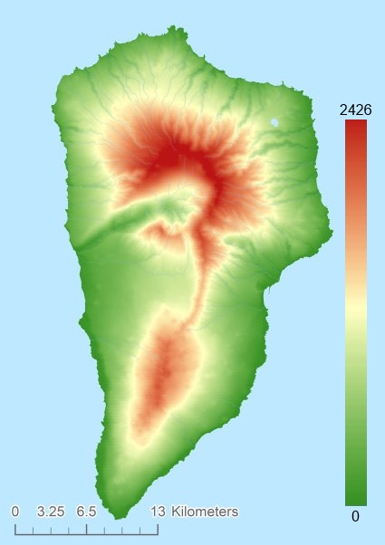 La Palma hoogtekaart DTM DEM