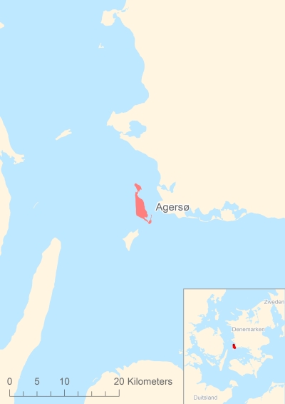 Ligging van het eiland Agersø in Europa