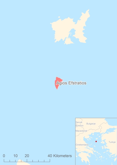Ligging van het eiland Agios Efstratios in Europa