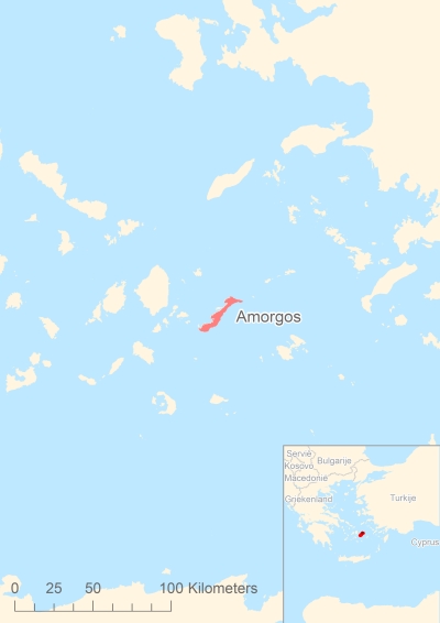 Ligging van het eiland Amorgos in Europa
