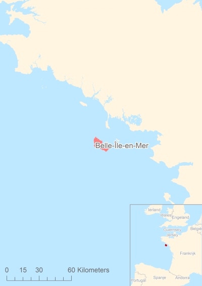 Ligging van het eiland Belle-Île-en-Mer in Europa