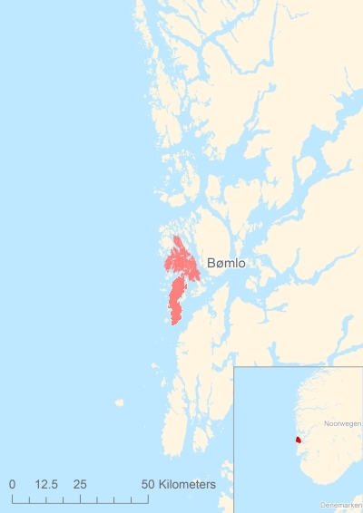 Ligging van het eiland Bømlo in Europa