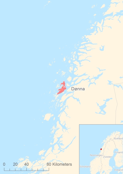 Ligging van het eiland Dønna in Europa