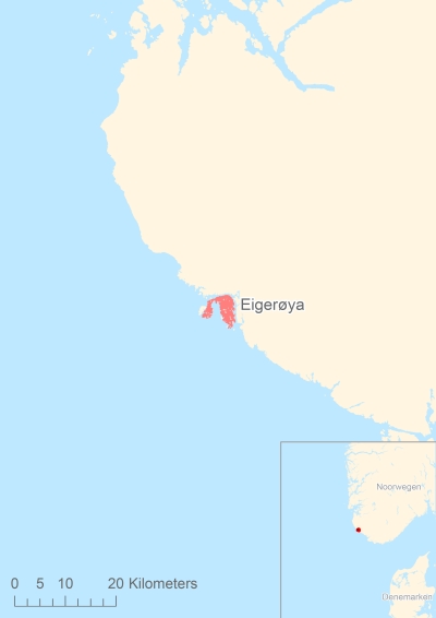 Ligging van het eiland Eigerøya in Europa