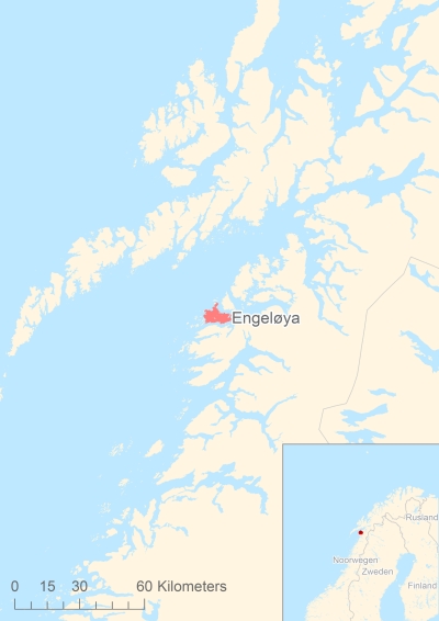 Ligging van het eiland Engeløya in Europa