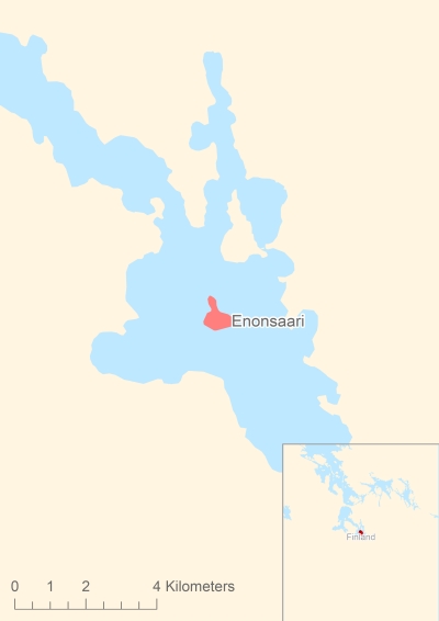 Ligging van het eiland Enonsaari in Europa