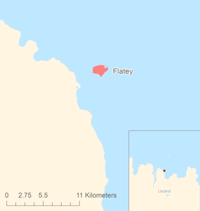 Ligging van het eiland Flatey in Europa