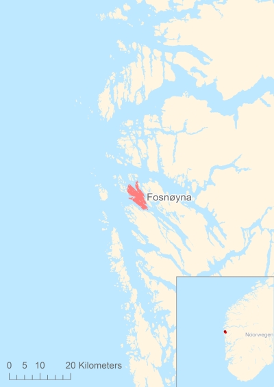 Ligging van het eiland Fosnøyna in Europa