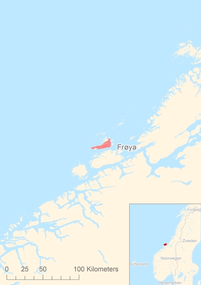 Ligging van het eiland Frøya in Europa