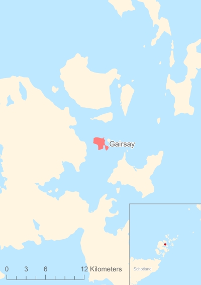 Ligging van het eiland Gairsay in Europa