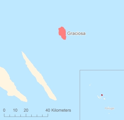 Ligging van het eiland Graciosa in Europa