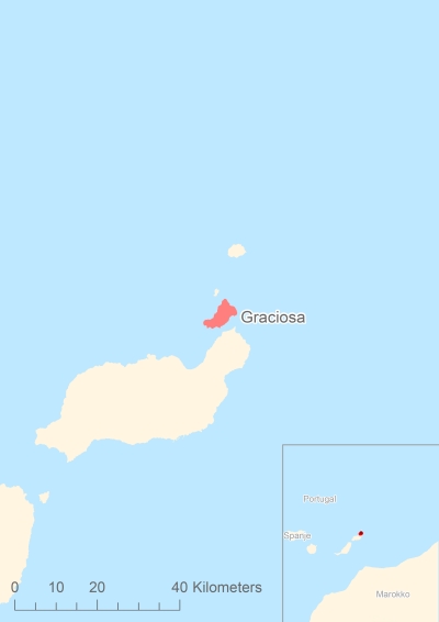 Ligging van het eiland Graciosa in Europa