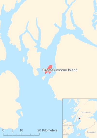 Ligging van het eiland Great Cumbrae Island in Europa