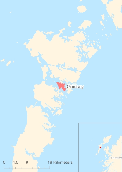 Ligging van het eiland Grimsay in Europa
