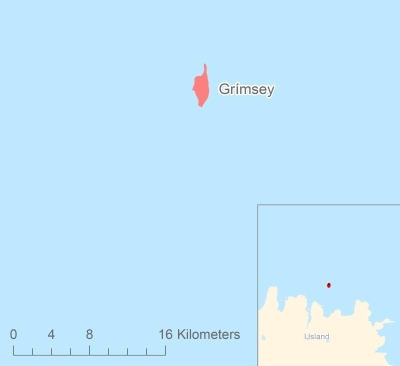 Ligging van het eiland Grímsey in Europa