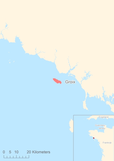 Ligging van het eiland Groix in Europa