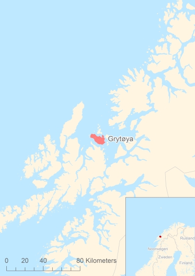 Ligging van het eiland Grytøya in Europa