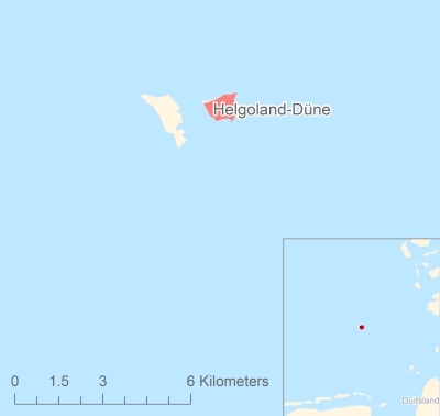 Ligging van het eiland Helgoland-Düne in Europa