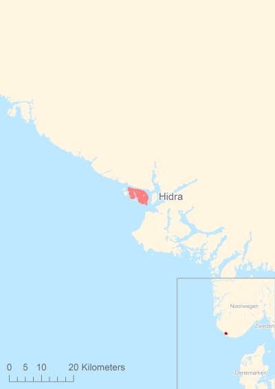 Ligging van het eiland Hidra in Europa
