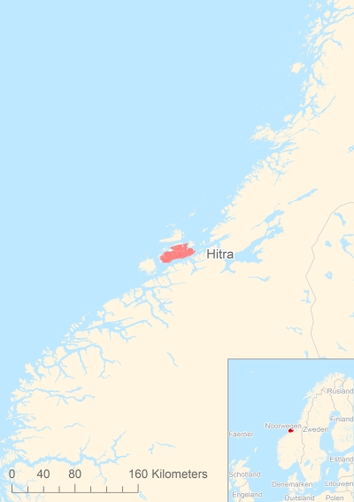 Ligging van het eiland Hitra in Europa