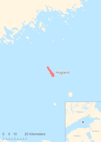 Ligging van het eiland Hogland in Europa