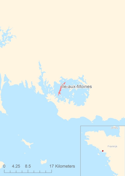 Ligging van het eiland Île-aux-Moines in Europa