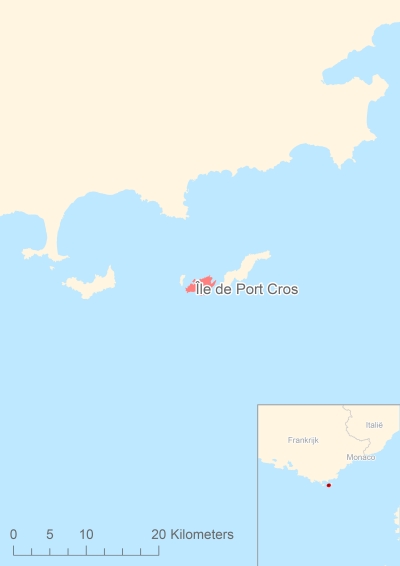 Ligging van het eiland Île de Port Cros in Europa