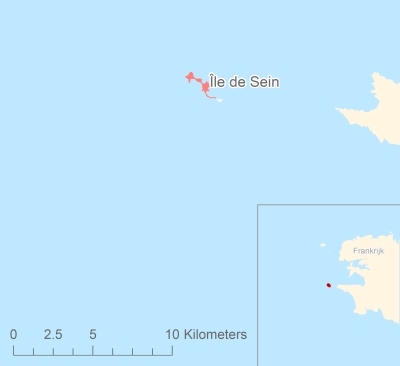 Ligging van het eiland Île de Sein in Europa