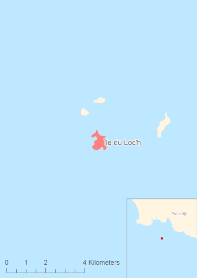 Ligging van het eiland Île du Loc'h in Europa