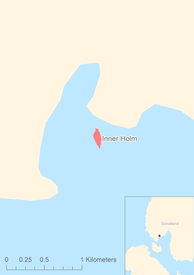 Ligging van het eiland Inner Holm in Europa