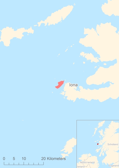 Ligging van het eiland Iona in Europa