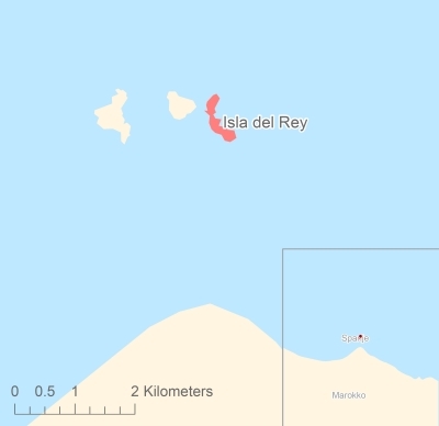 Ligging van het eiland Isla del Rey in Europa