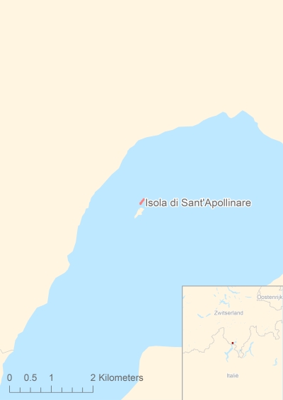 Ligging van het eiland Isola di Sant’Apollinare in Europa