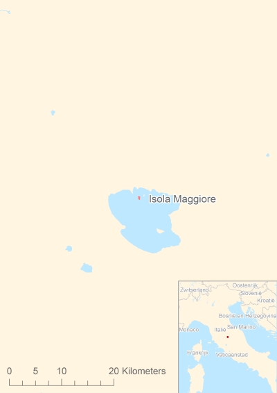 Ligging van het eiland Isola Maggiore in Europa