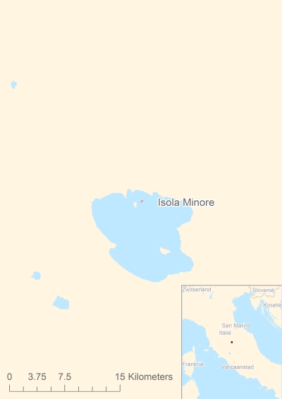 Ligging van het eiland Isola Minore in Europa