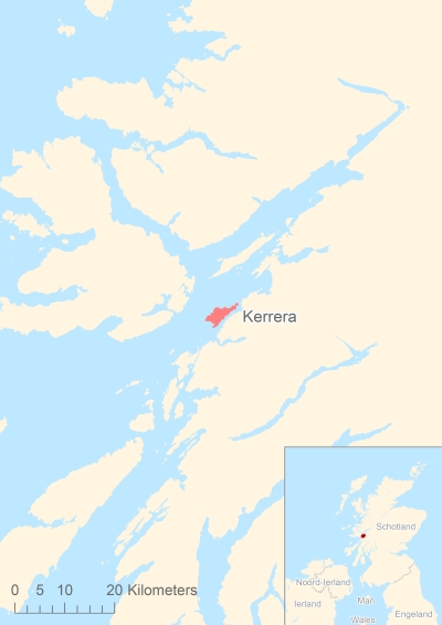 Ligging van het eiland Kerrera in Europa