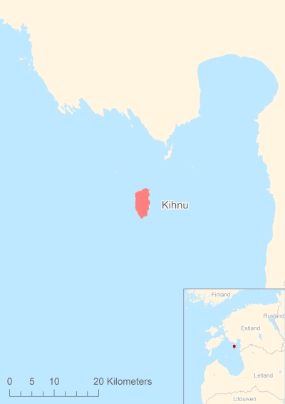 Ligging van het eiland Kihnu in Europa