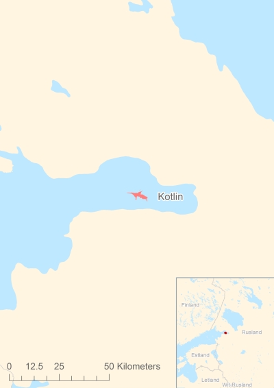Ligging van het eiland Kotlin in Europa