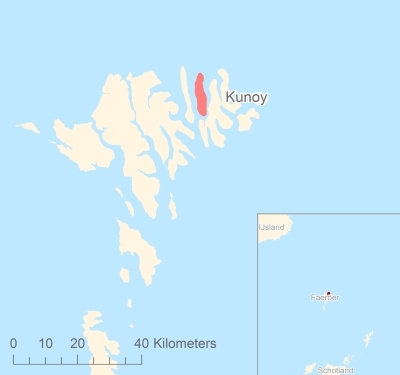Ligging van het eiland Kunoy in Europa