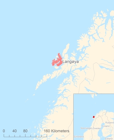 Ligging van het eiland Langøya in Europa