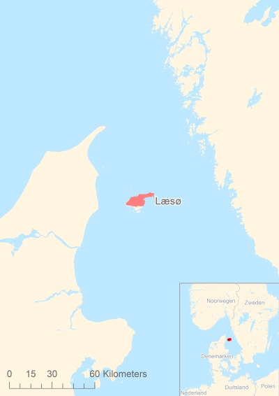 Ligging van het eiland Læsø in Europa