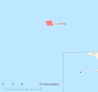 Ligging van het eiland Linosa in Europa