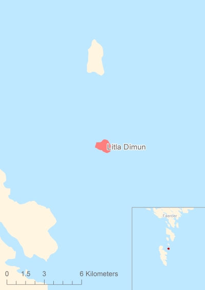 Ligging van het eiland Lítla Dímun in Europa