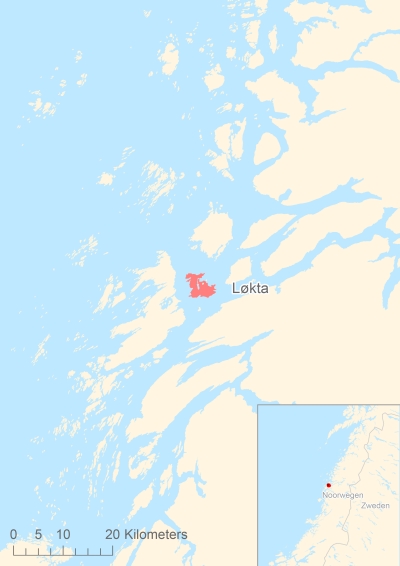 Ligging van het eiland Løkta in Europa