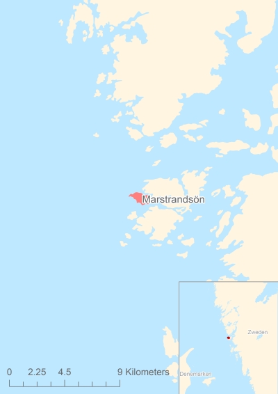 Ligging van het eiland Marstrandsön in Europa