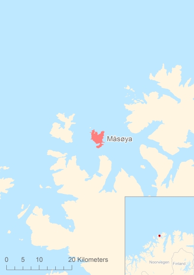 Ligging van het eiland Måsøya in Europa