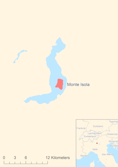Ligging van het eiland Monte Isola in Europa
