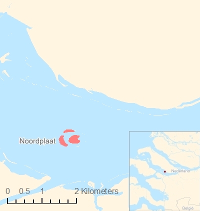 Ligging van het eiland Noordplaat in Europa