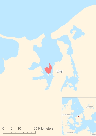 Ligging van het eiland Orø in Europa