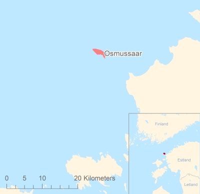 Ligging van het eiland Osmussaar in Europa